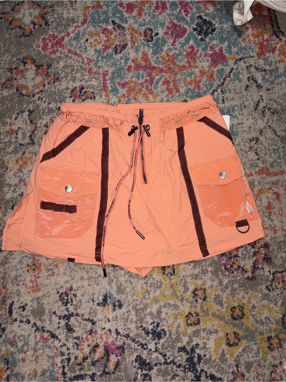 Free People Moonbeam Peach Skirt with Burgundy Trim